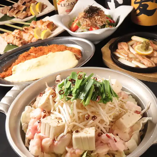 【6000円秋冬コース】刺身3点盛り・チキン南蛮フライ・もつ鍋・手羽揚など全10品+2H飲み放題付