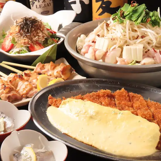 【5000円秋冬コース（鍋あり）】名物チキン南蛮フライ・もつ鍋・手羽揚など全8品+2H飲み放題付