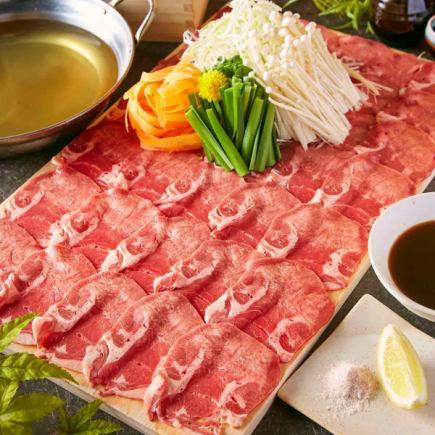 【含3小時暢飲】Gaten七道菜套餐,包括大份牛舌涮涮鍋、和牛牛排和西京燒,價格從7,920日圓到7,000日圓不等。