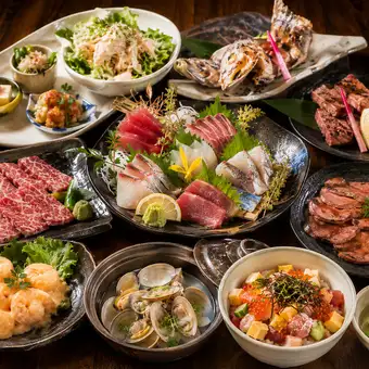 【3H飲放付】”伊万里牛”食べ比べ×車海老含む自慢の海鮮尽くし『蒼雫』全10品6920円⇒6000円