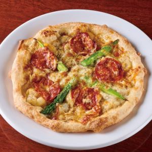 Pepperoni and potato anchovy garlic pizza