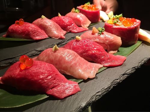 [Specialty] Ozaki beef meat sushi from Miyazaki prefecture.
