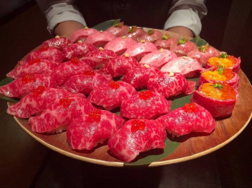 尾崎牛を使った【肉寿司】が贅沢に味わえる♪その他、うにや炙りなど種類豊富なお寿司をご用意