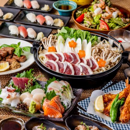 11월~「극미(기와미) 코스」만들기, 돼지, 와규, 오리 냄비를 즐기는 전 9품 ◆2H 음료 무제한 7,000엔