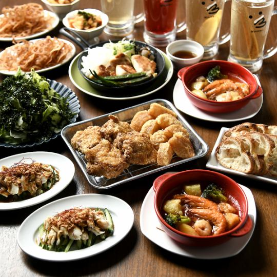 【含120分鐘無限暢飲】超值！ 「Gabutto套餐」包含人氣炸雞、烤黃尾魚等9道菜品