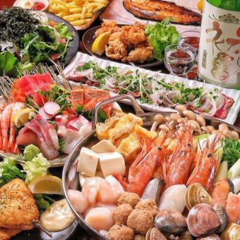 "Seafood Hot Pot Course" A hearty seafood hot pot and a dish of wild fresh fish! Includes 3 hours of all-you-can-drink [9 dishes 6000 yen → 5000 yen]