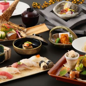 ◆高級天然食材が織りなす食の晩餐-寿司5貫や肉料理-季節と懐石コース「平家 へいけ」接待・宴会