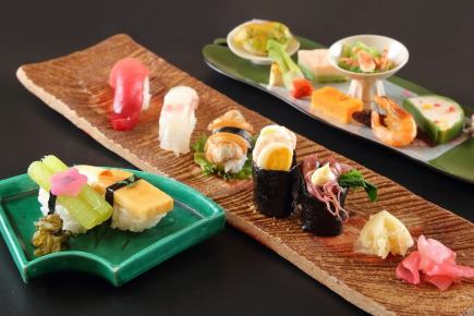 ◆厳選寿司5貫とこだわり食材の和食が楽しめる季節と懐石コース「竹取 たけとり」歓送迎会・宴会