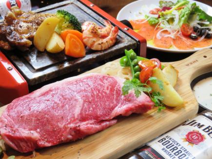 人気No.1！【黒毛牛ステーキコース】3H飲放付8品4800円(税込）ステーキメインの豪華コース♪
