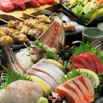 【ゆるゆるのみてぇコース】3H飲放付9品5800円（税込）お魚とお肉どちらも楽しめるコース♪