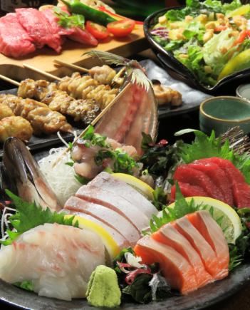 【ゆるゆるのみてぇコース】3H飲放付9品5800円（税込）お魚とお肉どちらも楽しめるコース♪