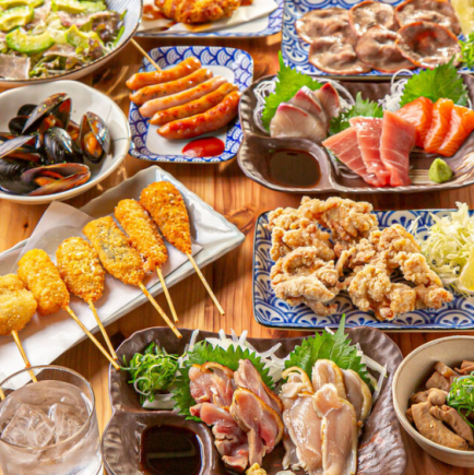 串カツ・イカマヨ・鶏の唐揚げなど全10品!120分飲み放題付きコース5000円(税込)