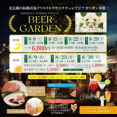 8/22（土）ビアガーデン（ディナータイム）時間無制限食べ放題・飲み放題プラン