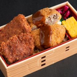 牛たれカツ＆メンチカツ重