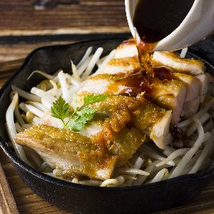 Crispy grilled young chicken with grated daikon radish and ponzu sauce