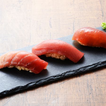 Assortment of three kinds of bluefin tuna