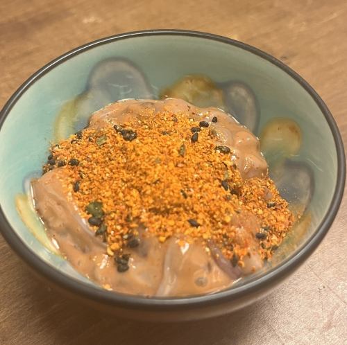 イカ塩辛の七味がけ