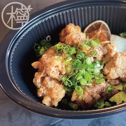 Deep-fried chicken with lemon oil