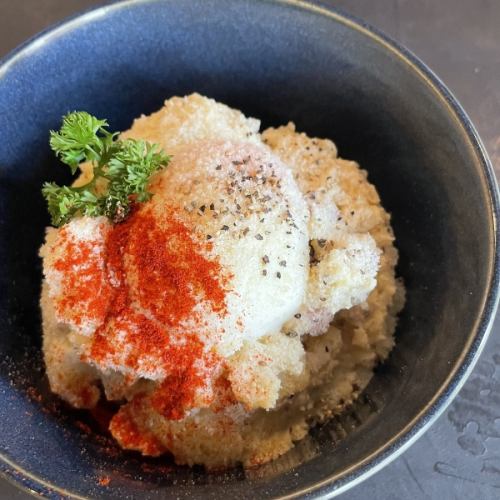 Smoky potato salad with soft-boiled egg