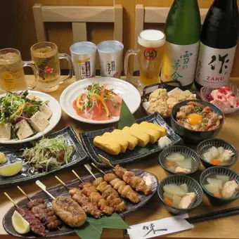 【鳥王★極みコース】2H生ビール付飲み放題!本マグロ入り刺身四点など〈全9品〉6000円→5000円