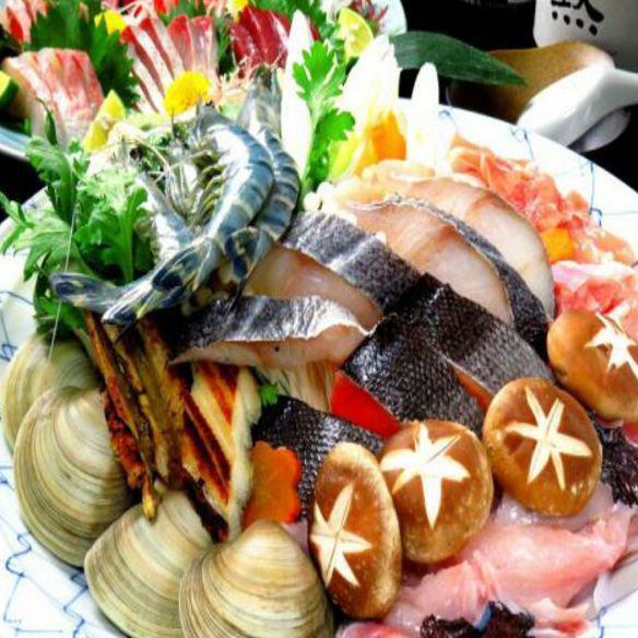 大量新鲜海鲜的松屋火锅套餐含无限畅饮4,000日元！