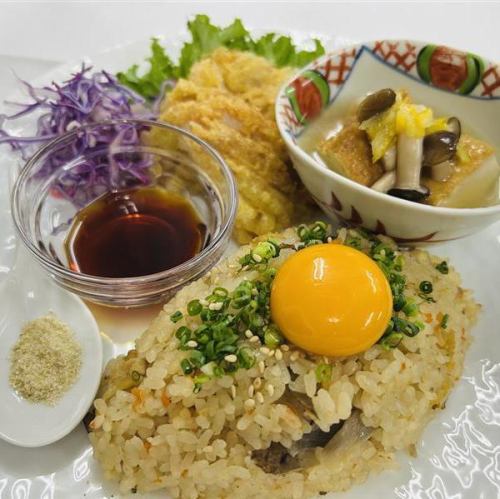 【Bランチ】糸島豆腐の揚げ出し　豚のフリット～ルブション風かしわご飯～