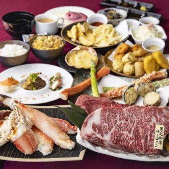 最上級【タラバステーキ&黒毛ステーキ食べ放題】極上の旨味を堪能。1人前29,810円税込