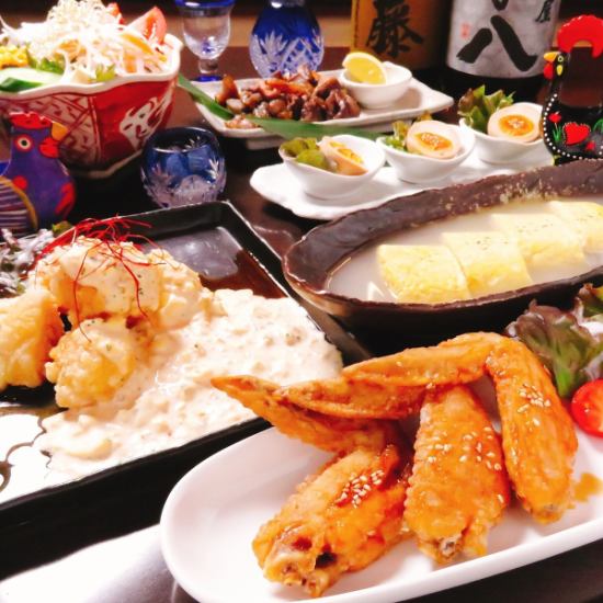 가고시마 직송 【사츠마 치란 도리]의 생선회 나 구이 구이, 닭 꼬치, 창작 요리를 제공하고 있습니다