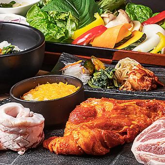 【치즈 삼겹살 뷔페 코스】◆넷 예약 한정 가격◆3,500엔♪ 마시기 연회