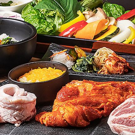 【치즈 삼겹살 뷔페 코스】◆넷 예약 한정 가격◆3,500엔♪ 마시기 연회