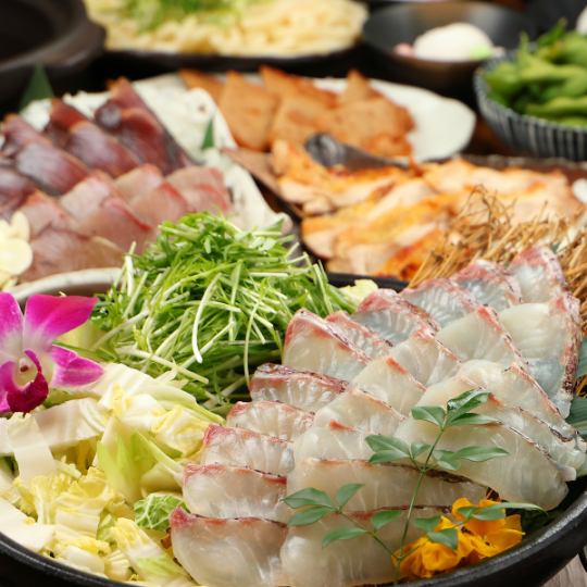 March and April only [Yuzu-scented sea bream shabu-shabu] (8 dishes total) 5,000 yen → 4,500 yen ◆ 2 hours all-you-can-drink included [Akashi/private room/welcome/farewell party]