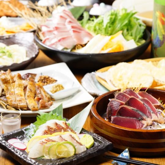 [Shikoku Enjoyment Course] Exquisite Iyo Mejiro Shabu-shabu and Awaodori Chicken (9 dishes in total) 5500 yen → 5000 yen ◆ 2 hours all-you-can-drink included