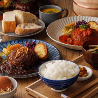 【選べるメインの食べ放題プラン】メインが選べるコース［ハンバーグ180g］2,860円 (税込)