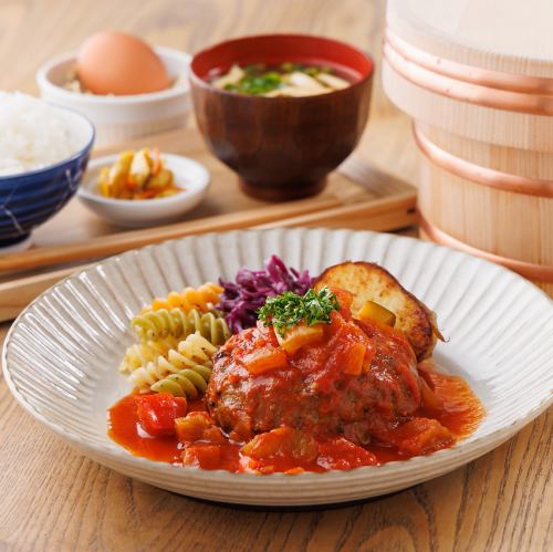 【トマトチリハンバーグ】トマトチリハンバーグ定食　［ハンバーグ 180g］