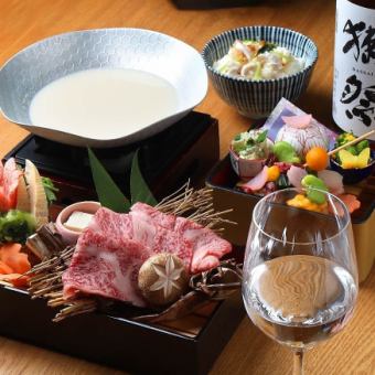 [Spring Kaiseki] Omi beef and soy milk hotpot 10,000 yen (tax included)