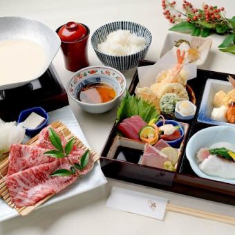 近江牛の豆乳小鍋と松花堂御膳（夏）  5,000円（税込）