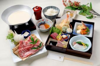 近江牛の豆乳小鍋と松花堂御膳(夏) 5,000円(税込)