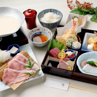 京都日吉豚の豆乳小鍋と松花堂御膳(冬) 3,500円(税込)