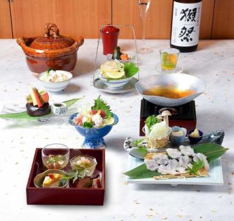 【夏会席】 鱧のすきしゃぶ小鍋の夏会席　8,000円（税込）