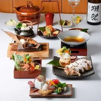 鱧と松茸のすきしゃぶ小鍋の秋会席　9,000円（税込）