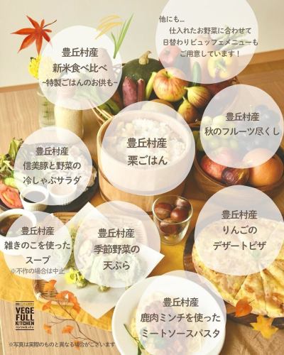 【2周年記念フェア開催】

こんにちは！
ベジフルキッチンです🥗

いよいよ来週に迫った、２周年記念フェアの情報解禁です📣

🍂🍁🍄‍🟫🌰🌾🌼🍎🍐🍇🍠🌾🍁🍂
✨2周年記念　豊丘村　秋の味覚フェア✨
🍂🍁🍄‍🟫🌰🌾🌼🍎🍐🍇🍠🌾🍁🍂

ご来店いただくお客様、生産者のみなさん、
ベジフルキッチンに関わるすべての方に感謝して、
特別メニューでおもてなしします💓

■フェア期間
2025/9/27(土)～9/29(月)の３日間

■特別メニュー
①豊丘村産「栗」を使った栗ごはん🌰
②豊丘村産雑きのこを使ったスープ、パスタ ※不作の場合は中止になります※🍄‍🟫
③豊丘村産信美豚と野菜の冷しゃぶサラダ🐽
④豊丘村産季節の野菜を使った天ぷら🍆
⑤豊丘村産鹿肉ミンチを使ったミートソースパスタ🍝
⑥豊丘村産新米食べ比べ（ご飯のお供にお漬物や豊丘だしを用意）🍚
⑦豊丘村産りんごのデザートピザ🍎
⑧豊丘村産秋のフルーツづくし（りんご・ぶどう・梨）🍏🍇🍐
⑨日替わりで豊丘村内飲食店メニューの提供
・かあちゃんの店の五平餅
・片桐商店　巻き寿司、いなり寿司　※29日は休業日のため提供なし
・割烹安藤のチョウザメを使用したパスタ、焼きなすのムース
・カフェ＆ダイニングenのカヌレ

➕他にも仕入れたお野菜に合わせた
ビュッフェメニューを色々ご提供いたします🍽️

特別メニューはご予約枠①11：00～②12：45～の
2回に分けてご提供させていただきます。
予めご了承ください。

⚠️ご注意事項⚠️
①9/29(月)は平日ですが、フェア期間のため
平日限定ワンプレートコースのご提供は無しとさせていただきます。

②特別メニューは数量が限られており、
直接ご来店いただいたお客様にお楽しみいただきたいため、
フェア中３日間はお持ち帰りのフードパックのご利用は
中止させていただきます。

③大変混雑が予想されますので、
事前予約をおすすめいたします
Web（３日前まで）またはお電話でご予約可能です！

スタッフ一度、皆様のご来店を
心よりお待ち申し上げております☺️

✼••┈┈••✼••┈┈••✼••┈┈••✼••┈┈••✼ 
ベジフルキッチンは
 豊丘村の新鮮な野菜や果物が 
たっぷり取れるビュッフェスタイルの 
菜園ビュッフェレストラン 
﹍ ﹍ ﹍ ﹍ ﹍ ﹍ ﹍ ﹍ ﹍ 
ベジフルキッチン VEGE-FULL KITCHEN 
﹉ ﹉ ﹉ ﹉ ﹉ ﹉ ﹉ ﹉ ﹉ 
南信州唯一の日本野菜ソムリエ協会認定店です🥗

@道の駅南信州とよおかマルシェ 
長野県下伊那郡豊丘村神稲12410 
☎️0265-48-8063
🍅🍆🫛🥦🥬🥒🌶️🫑🌽🥕🧄🧅🥔🫜
#ベジフルキッチン
#vegefullkitchen
#菜園ビュッフェ
#ビュッフェ #レストラン
#野菜たっぷり #野菜ビュッフェ
#とよおか旅時間#とよおかマルシェ
#南信州とよおかマルシェ
#道の駅 #道の駅レストラン 
#豊丘村 #飯田市 #下伊那
#日本野菜ソムリエ協会認定レストラン
#2周年#感謝#秋の味覚フェア