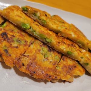 塩で食べる!枝豆チーズチヂミ