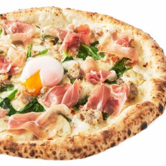 Bismarck with prosciutto and mushrooms