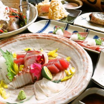 Seasonal Japan course [3 types of sashimi/deep-fried lotus root scissors, etc.] 9 dishes in total, 2 hours all-you-can-drink included, 5,000 yen (tax included)