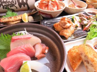 [Includes a five-piece sashimi platter, special Awa beef shabu-shabu, simmered fish, etc.] 11 dishes in total, 2 hours of all-you-can-drink, for 7,000 yen (tax included)!