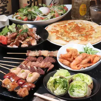 【レタス巻や串焼きが楽しめる♪】≪90分飲み放題付≫くるり堪能コース 全9品 ★4,400円(税込)