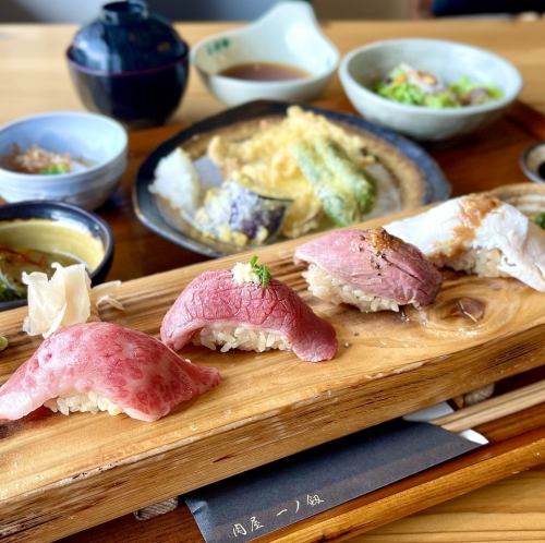新登場！肉寿司四種と天ぷら膳　通常価格2,280円→2,130円