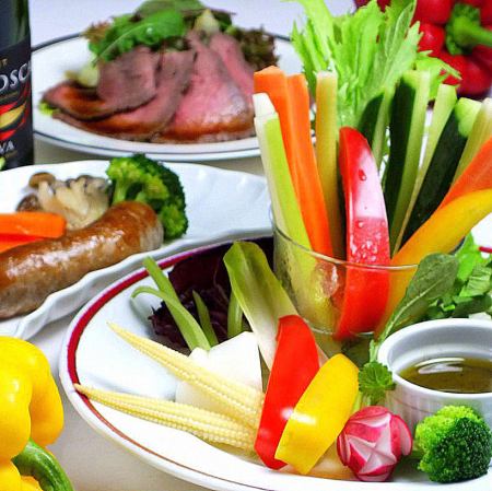 [Women's Association] ★Women's party 3H drinking ★Specially made Bagna cauda x meat dish x selectable pasta & PIZZA ♪ All 12 items / 4500 yen ⇒ 4000 yen!