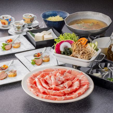 [2 hours all-you-can-drink included] Aichi Mikawa Pork Shabu-shabu Course 6 dishes 5,500 yen