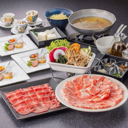 [2 hours all-you-can-drink included] Beef tongue and Aichi Mikawa pork shabu-shabu course, 7 dishes total, 6,500 yen